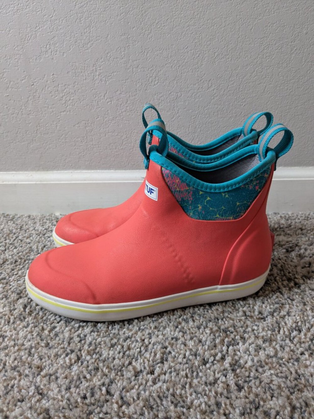 Xtratuf Camp Ankle Deck Rain Booties Women Coral Pull On Waterproof Size 7 Boots